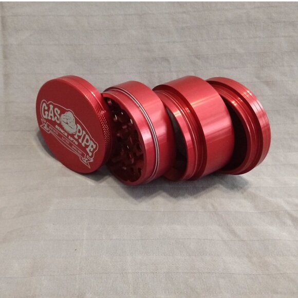 Diamond Grind 4 Piece Herb Grinder, Red 2" (50 mm) with GasPipe Store Logo - Picture 8 of 10